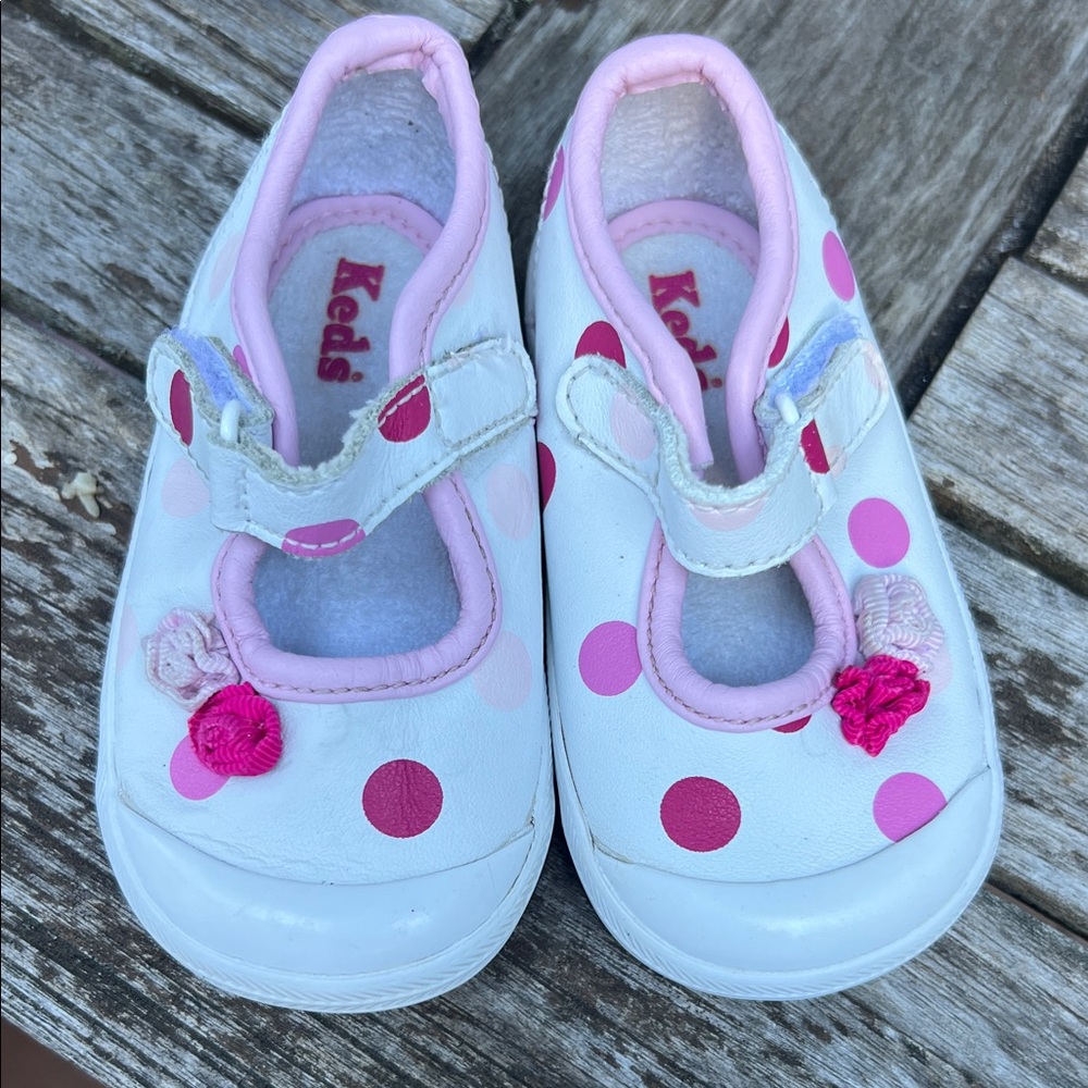 Keds Baby White and Pink Polka Dot Shoes